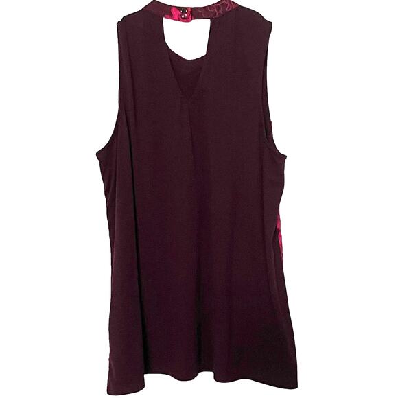 MAURICES ROUND HI-NECK DRESSY TANK TOP, WOMENS, L, FUCHSIA & CRANBERRY, EMBROID - Picture 5 of 12